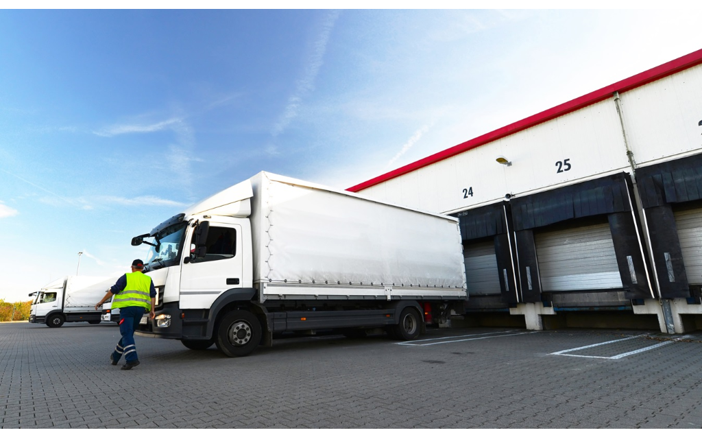 logistics and goods storage loading and unloading for transport by truck